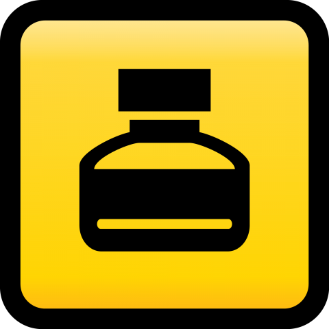 Auto-Repair-Shop-black-paint-colour-bottle-Icon-on-yellow-background