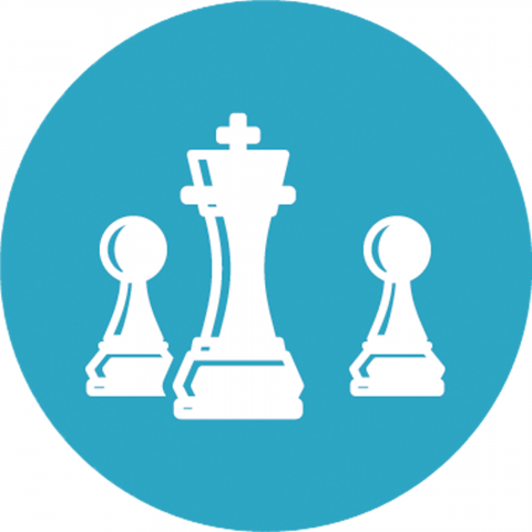 Management-Business-chess-moves-on-blue-circul-background-icon