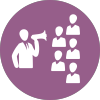 Management-Business-person--presentaction-plan-over-loud-speaker-on-purple-circul-background-icon