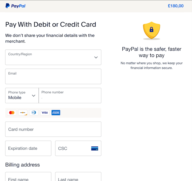 paypal payment details