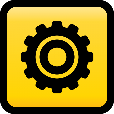 Auto-Repair-Shop-black-setting-wheel-Icon-on-yellow-background