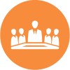 Management-Business-in-conference-meeting-on-orange-circul--Icon